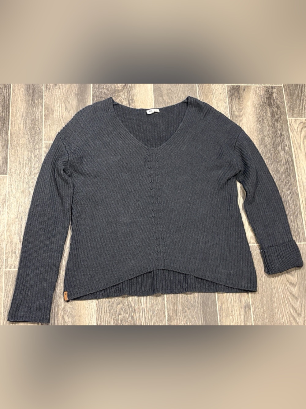 Ten Tree V-Neck Ribbed Long-Sleeve Sweater - Charcoal 100% Organic Cotton